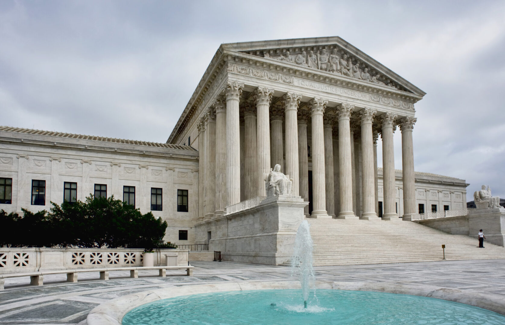 A fountain in front of the supreme court building.